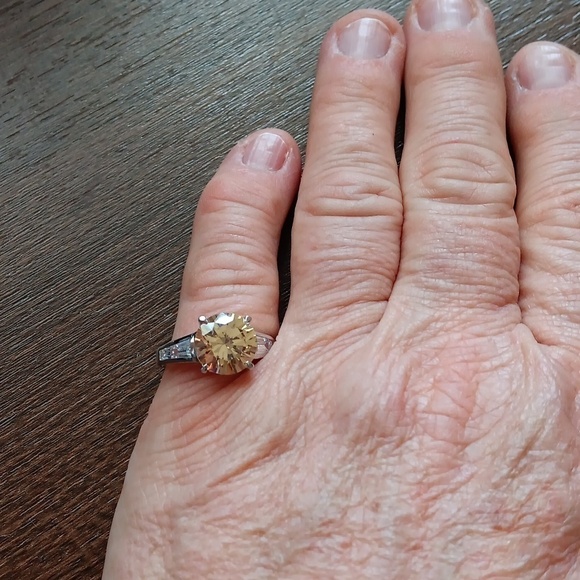 FAS 925 Silver Champagne Crystal Ring - Picture 11 of 12